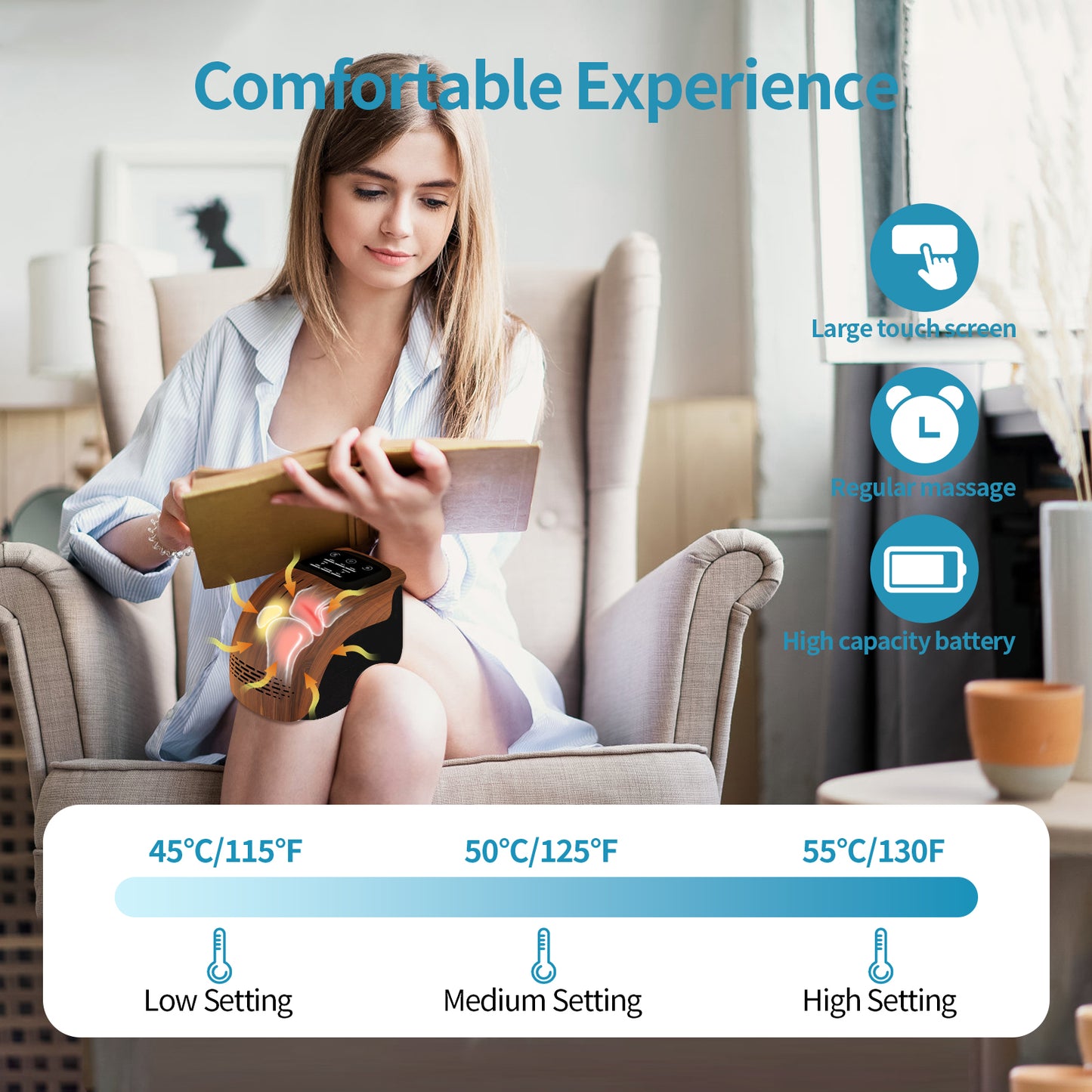 Knee Massager Smart for Pain Relief with Heat and Red Light Therapy 2026